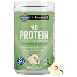 Garden Of Life Vanilla Plant Based Protein Powder With Fava Bean, Sprouted Barley & Rice Plus Immune Support & Probiotics For Digestion – Dr Formulated MD – Non GMO, Carbon Neutral, 14 Servings