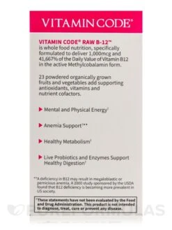 Vitamin Code® - Raw Vitamin B12 - 30 Vegan Capsules -Garden of Life images 208
