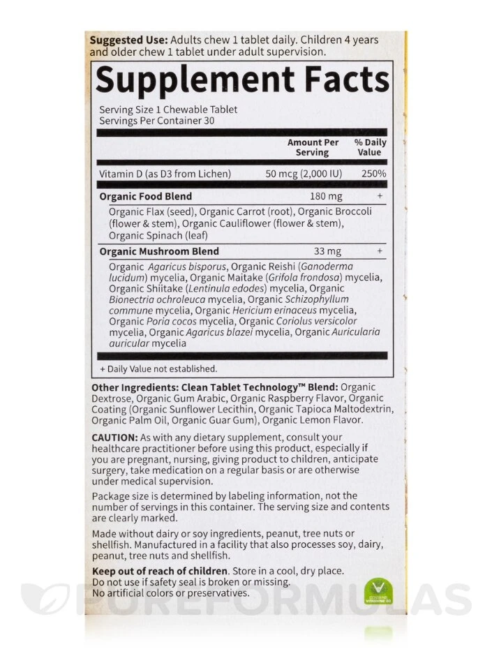 Mykind Organics Organic Chewable Vegan D3 2000 IU, Raspberry-Lemon - 30 Vegan Chewable Tablets 5 Mykind Organics Organic Chewable Vegan D3 2000 IU, Raspberry-Lemon - 30 Vegan Chewable Tablets - Image 5
