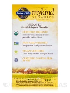 Mykind Organics Organic Chewable Vegan D3 2000 IU, Raspberry-Lemon - 30 Vegan Chewable Tablets 16 Mykind Organics Organic Chewable Vegan D3 2000 IU, Raspberry-Lemon - 30 Vegan Chewable Tablets -Garden of Life images 247