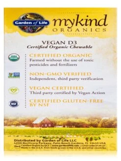 Mykind Organics Organic Chewable Vegan D3 2000 IU, Raspberry-Lemon - 30 Vegan Chewable Tablets 19 Mykind Organics Organic Chewable Vegan D3 2000 IU, Raspberry-Lemon - 30 Vegan Chewable Tablets -Garden of Life images 250