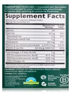 Olde World® Icelandic Cod Liver Oil, Lemon Mint Flavor - 8 Fl. Oz (236 Ml) -Garden of Life images 360