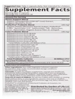 Dr. Formulated Probiotics Calm 50 Billion - 30 Vegetarian Capsules -Garden of Life images 45