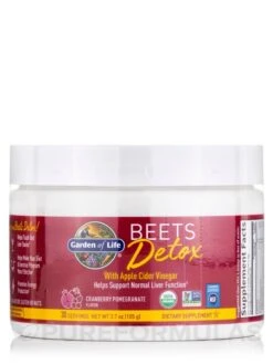 Organic Beets Detox Powder, Cranberry Pomegranate Flavor - 3.7 Oz (105 Grams)
