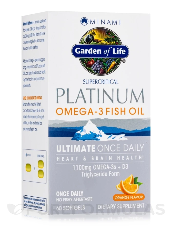 Minami Supercritical Platinum Omega-3 Fish Oil, Orange Flavor - 60 Softgels 1 Minami Supercritical Platinum Omega-3 Fish Oil, Orange Flavor - 60 Softgels