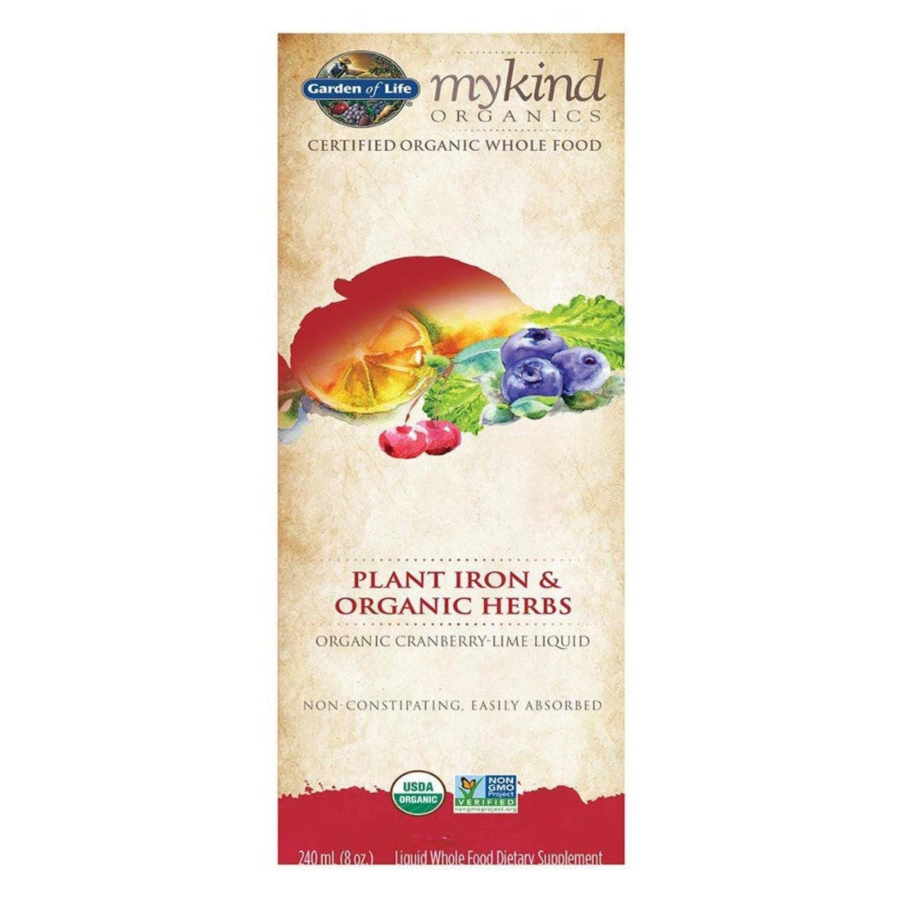 Garden Of Life My Kind Organics Plant Iron & Organic Herbs Cranberry-Lime 8oz 1 Garden Of Life My Kind Organics Plant Iron & Organic Herbs Cranberry-Lime 8oz