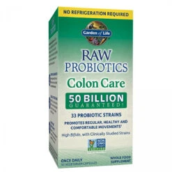 Garden Of Life RAW Probiotics Colon Care Shelf Stable - 50 Billion CFU Guaranteed Through Expiration - Once Daily - Certified Non-GMO And Gluten Free - No Refrigeration - 30 Vegetarian Capsules