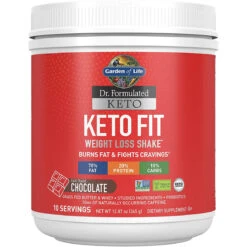 Garden Of Life Dr. Formulated Keto Fit Weight Loss Shake - Chocolate Powder, 10 Servings, Truly Grass Fed Butter And Whey Protein, Studied Ingredients, Gluten Free, Keto, Paleo *Packaging May Vary*